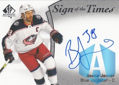 2021-22 SP Authentic #SOTT-BJ Boone JENNER Sign of the Times Auto - Blue Jackets